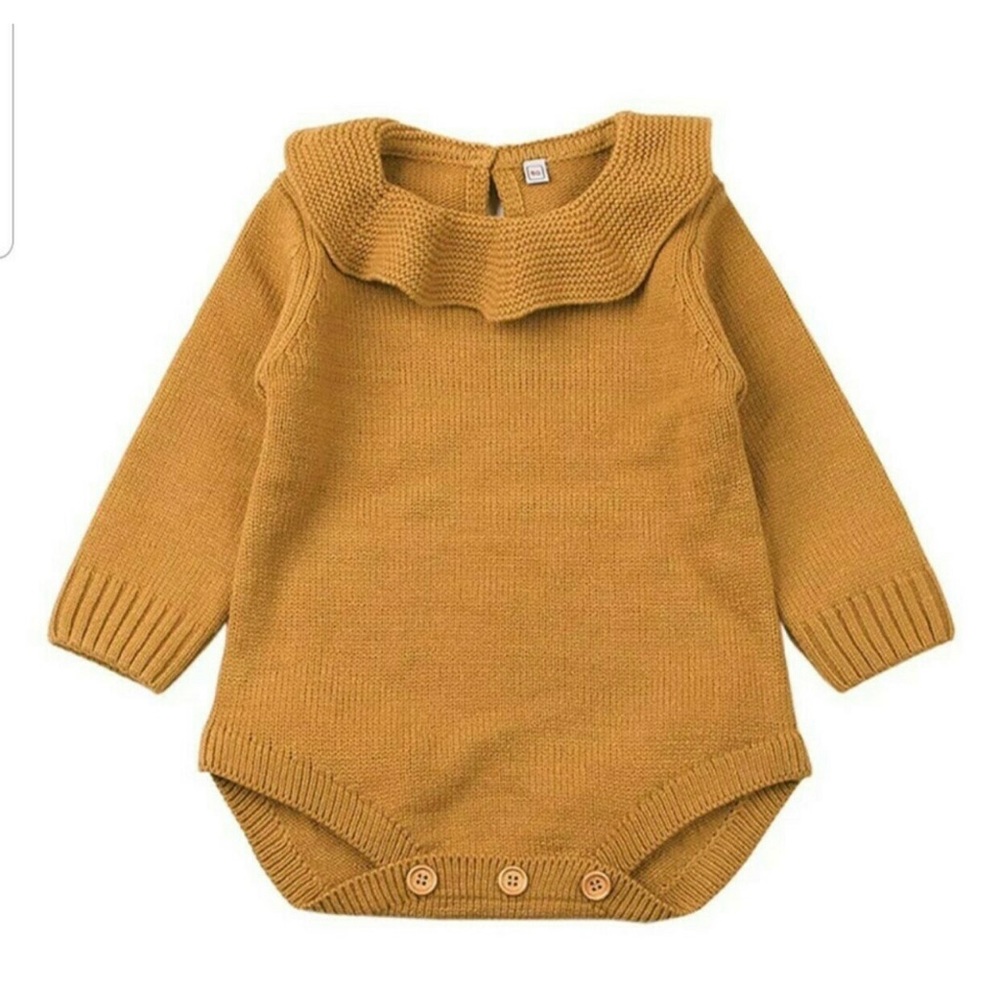 Knit Romper Ruffle Collar